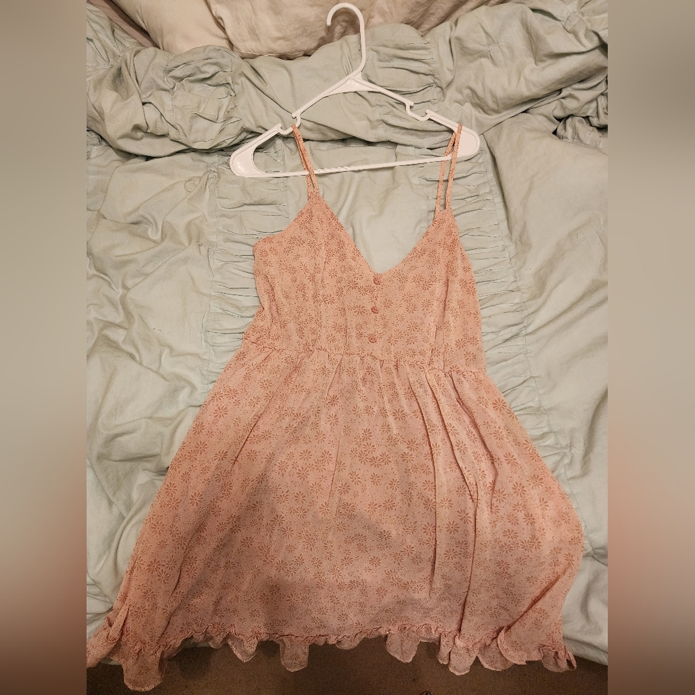 Elegant Floral Mini Dress in Blush Pink